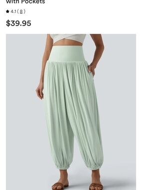 Halara Size Med. NWT High-Waist Mint Green Harem Pants with Pockets